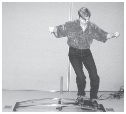 Figure 4.3&emsp;Ski simulator being used by Gabriele Wulf.